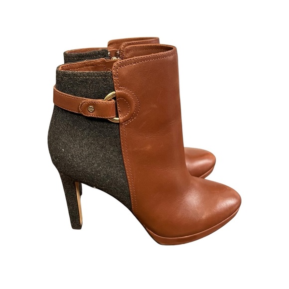 Antonio Melani "Knightlee" Chestnut Gray Leather Italy Pointed Boots - Picture 1 of 9